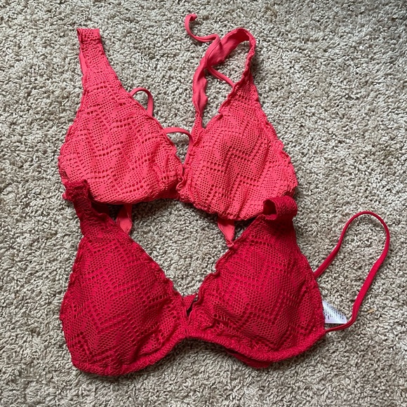 2 bikin tops. Red and coral Mossimo brand - Picture 1 of 7